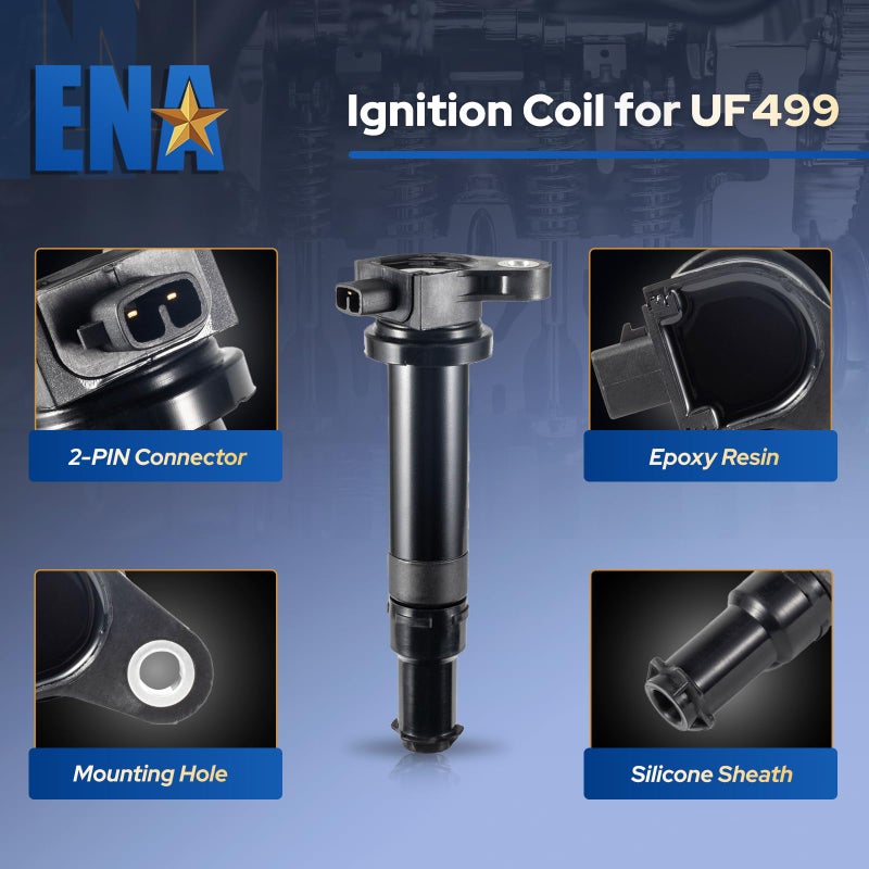 ENA Set of 4 Ignition Coil Pack Compatible with Hyundai Kia Dodge 2006 2007 2008 2009 2010 2011 Accent Rio Rio5 Attitude L4 1.6L Replacement for UF499 C1543 1788290 521841GN10330 273013C000 1AMIC0004 - Image 2